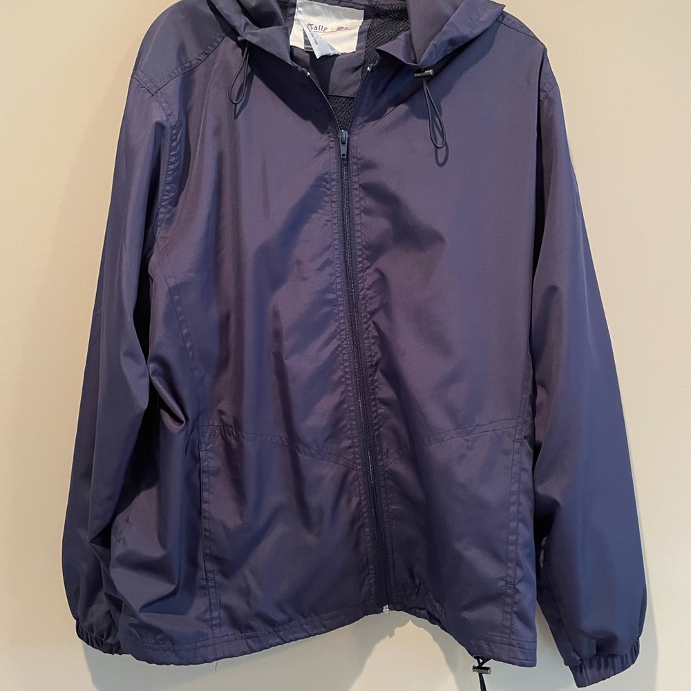 Navy Hooded Windbreaker Jacket